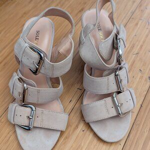 Sole Society Block Heel Suede Sandals